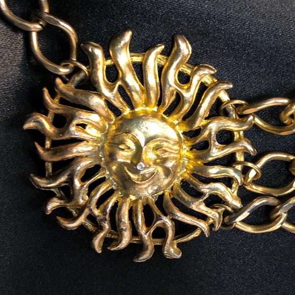 Vtg Gold Tone Festooned Chain Sun Belt - Picture 5 of 9